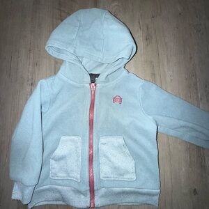 Kids Light Blue sweater with dark purple Zipper
